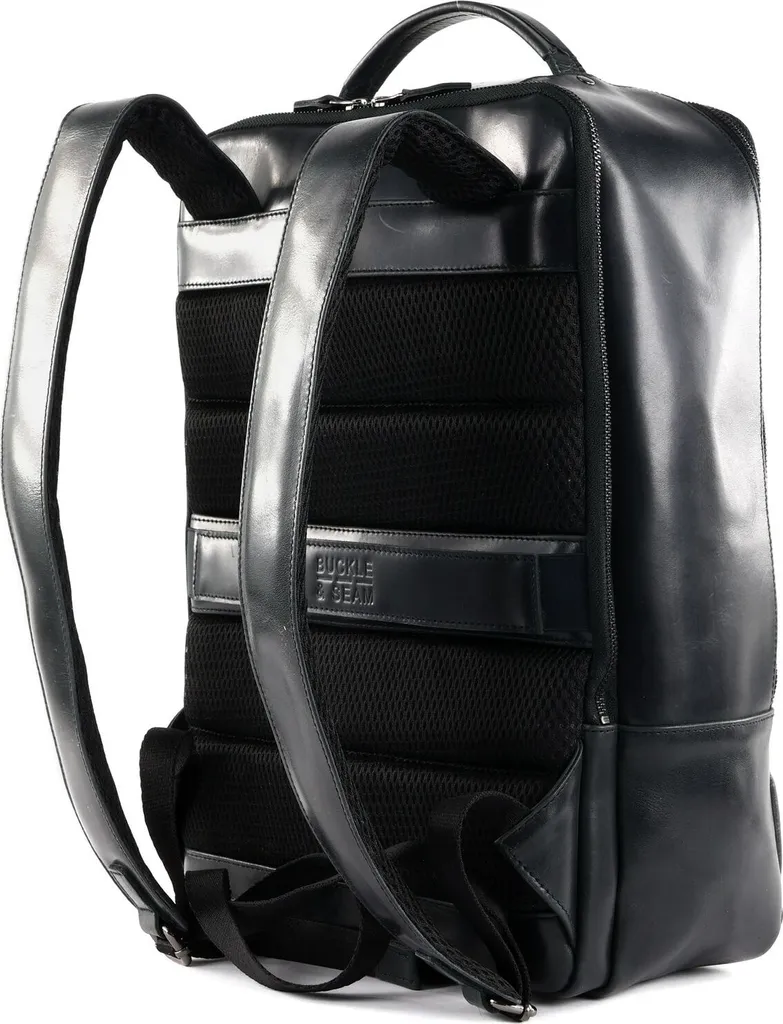 Sac à Dos Cuir Noir 13,5L Leon New Stripes avec Protection Laptop Intégrée