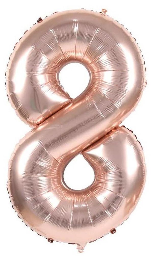 Folienballon Zahl 8, ca. 80 cm, rosegold, für Luftbefüllung Produktbild 