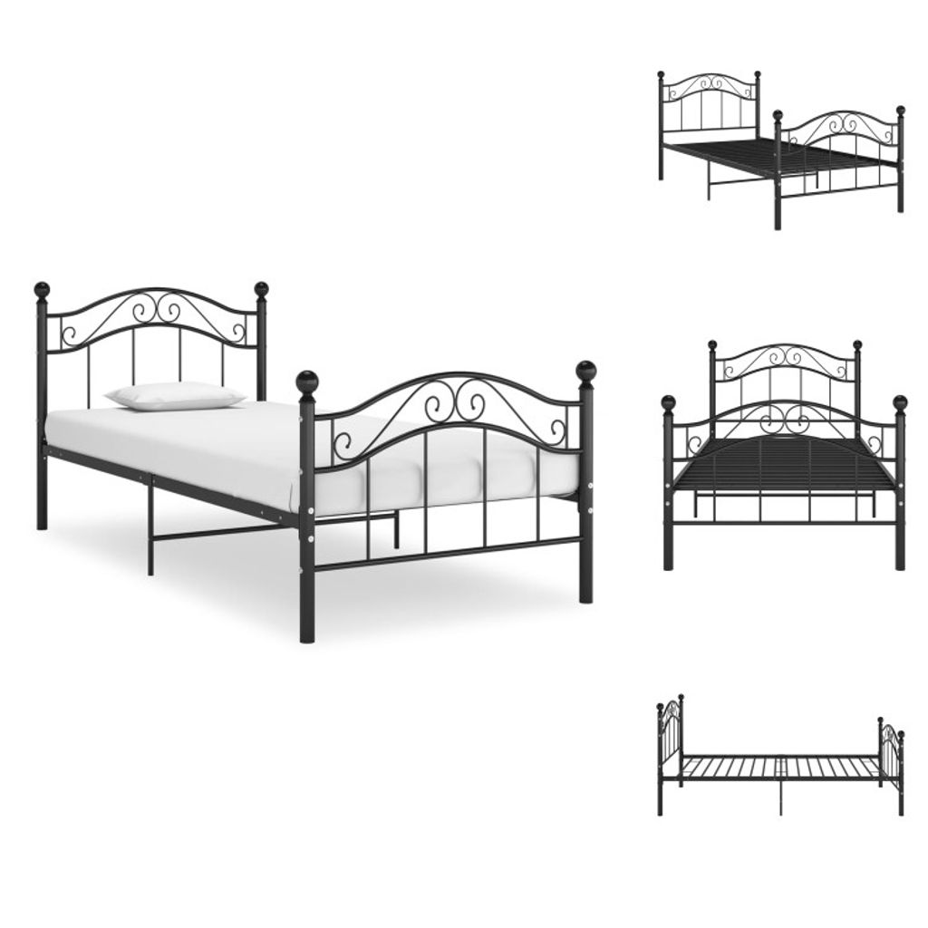 vidaXL Bett Schwarz Metall 90x200 cm - Betten & Bettgestelle