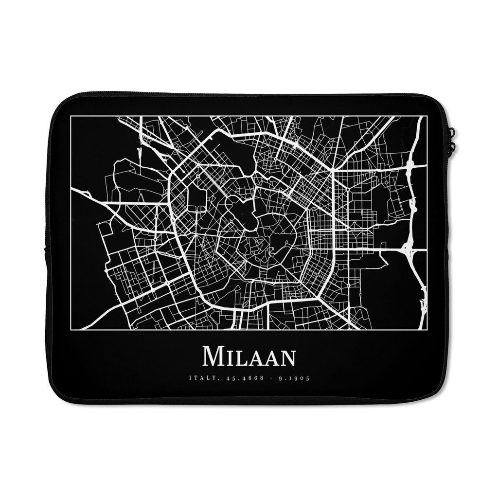 MuchoWow Laptop Hülle 17 Zoll Laptoptasche Mailand - Karte - Stadtplan - Zipper - Schutzabdeckung