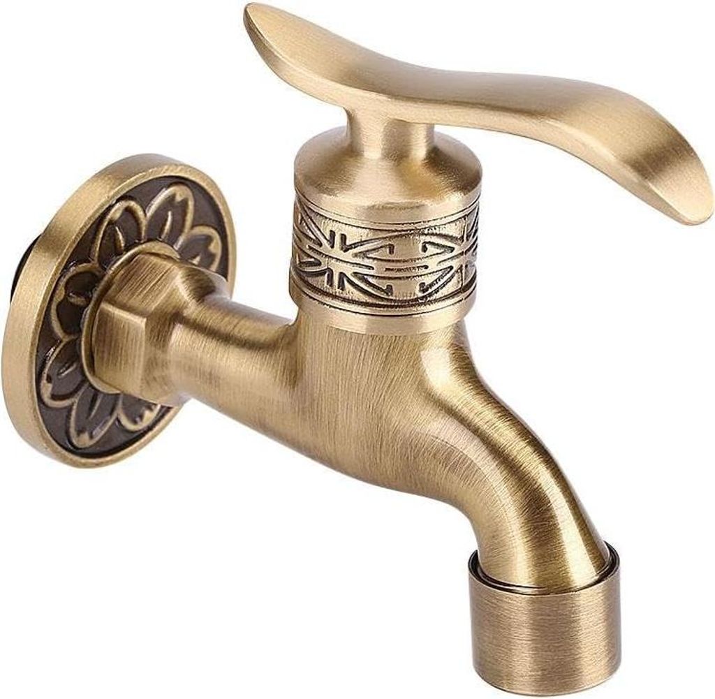 Antiker Messing-Waschtischarmatur Wandmontiert Hebelgriff Wasch Badezimmer Kaltwasserhahn