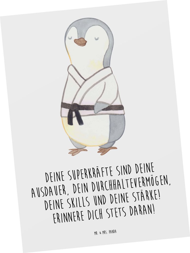 Mr. & Mrs. Panda Postkarte Sportliche Wettkämpfe Superkräfte - Weiß - Geschenk, Zuversicht, Inspiration, spruchkarte, Vertrauem, Stärke, Leiden...