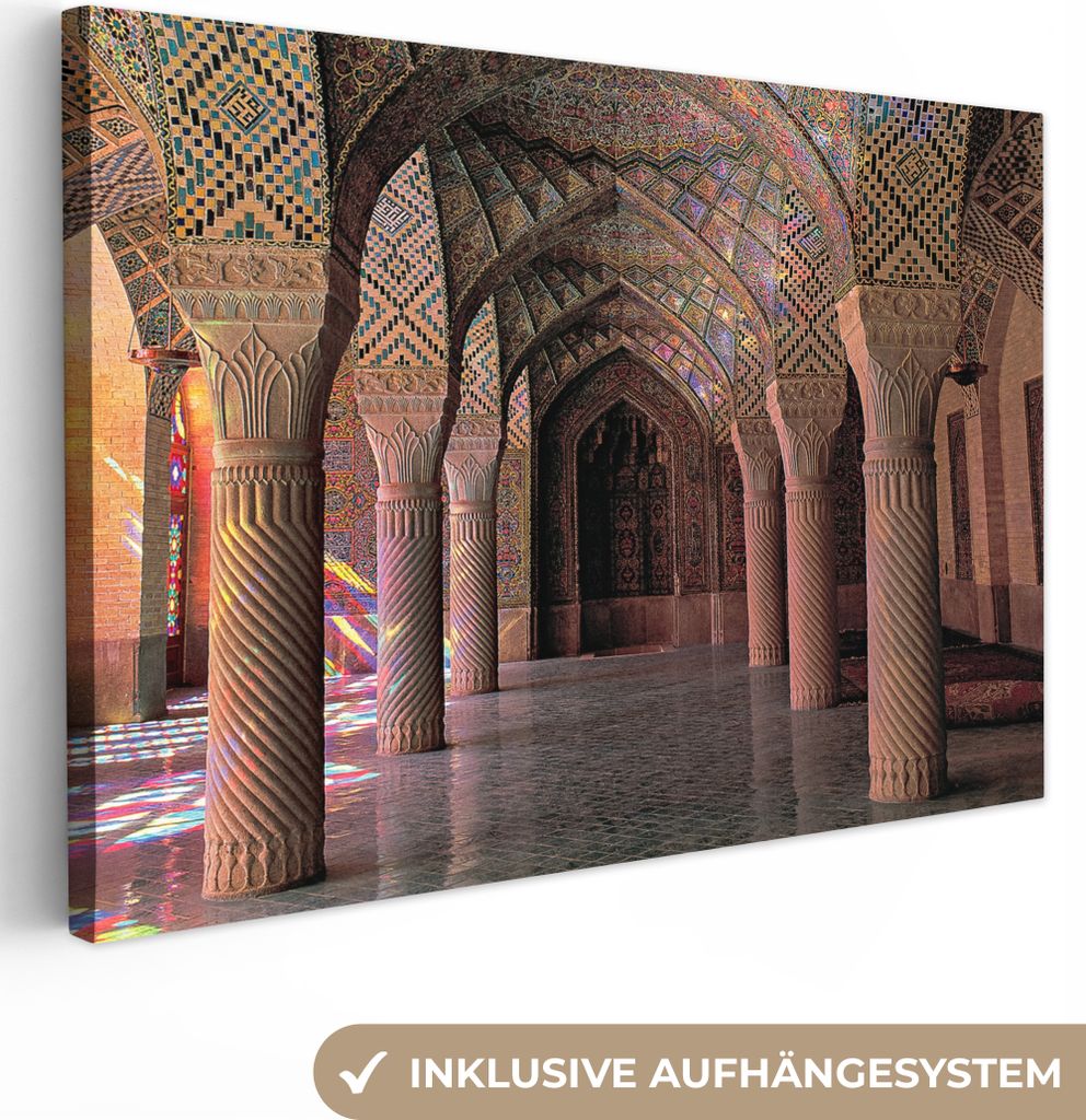 OneMillionCanvasses - Leinwandbilder - 150x100 cm, Architektur - Farben - Stein - Gebäude - Regenbogen, Wandbilder Kunstdruck Wanddekoration - F...