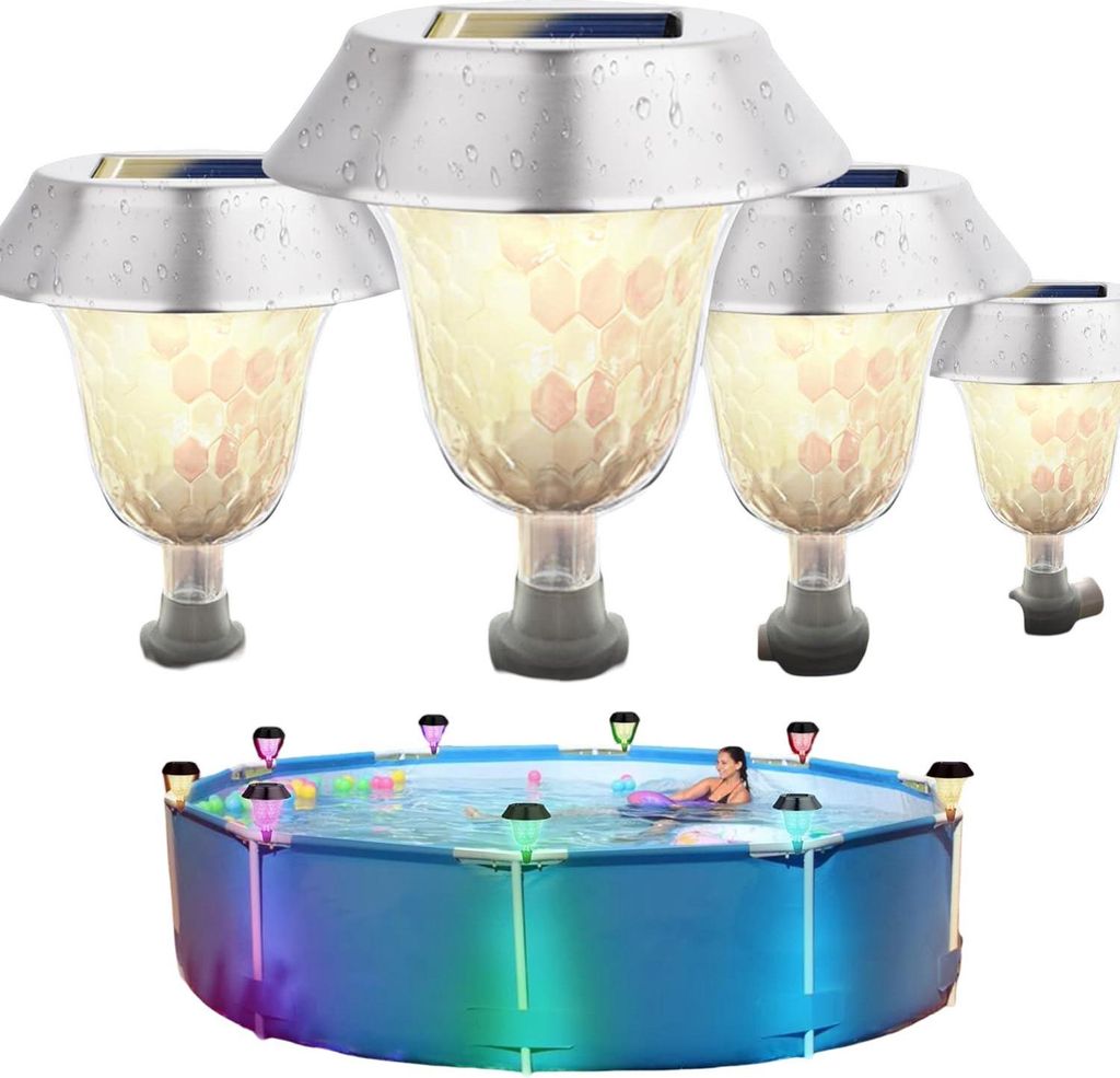 Lumières solaires pour piscine 4 RGB et blanc chaud Image du produit 