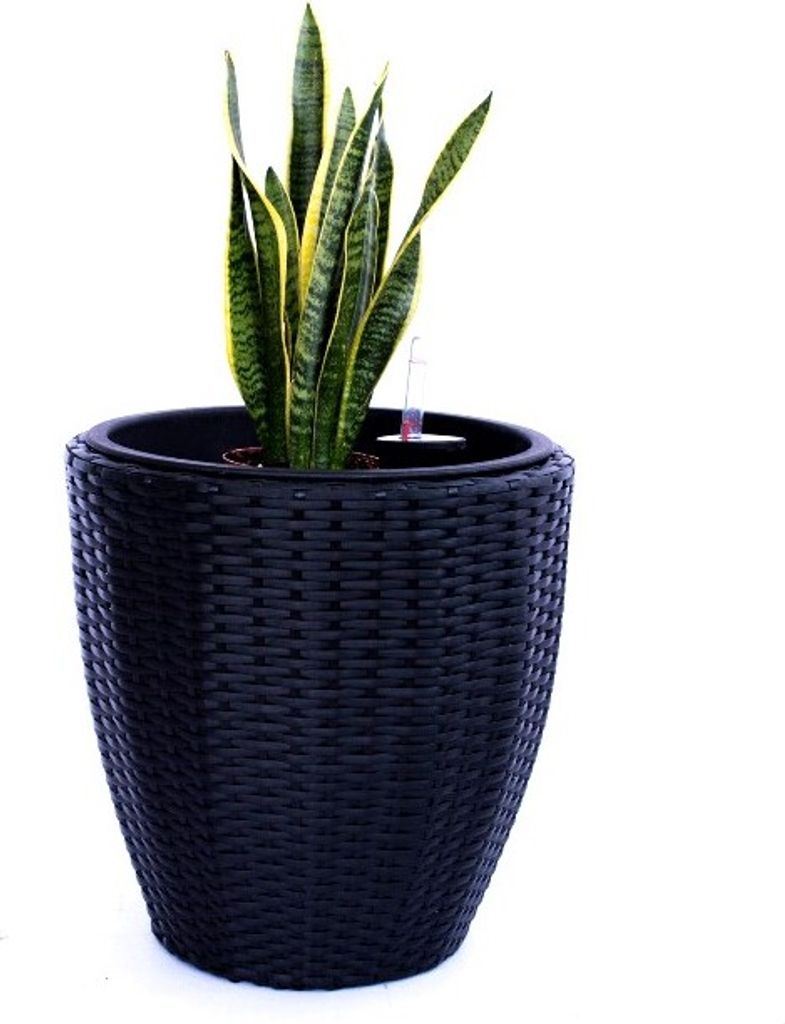 Elegant Einrichten | Pflanzkübel | Polyrattan | rund konisch | D37xH37cm | schwarz.