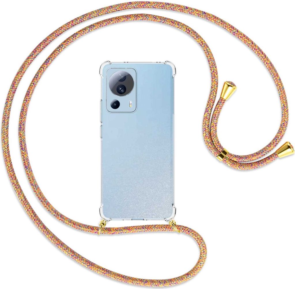 Handykette Backcover-Schutzhülle mit Band (Metall goldfarben) für Xiaomi Civi 2, Xiaomi 12 Lite NE - Rainbow