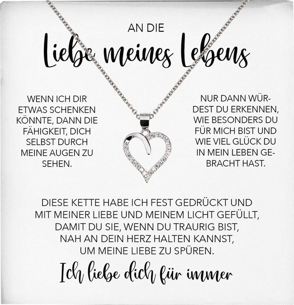 22Feels Ich Liebe Dich Frauen Geschenk "Meines Lebens" Ehefrau Freundin Herz Halskette Valentinstag Hochzeitstag Jahrestag (Damen Silber 925/000 Sc...