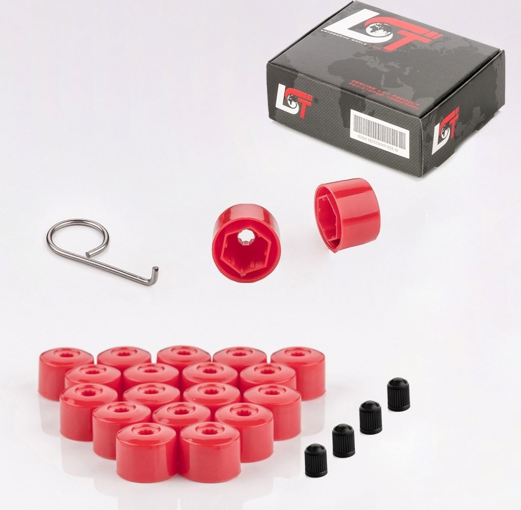20x Radschrauben Kappen Radschraubenkappen Set 17mm rot für VW SEAT SKODA