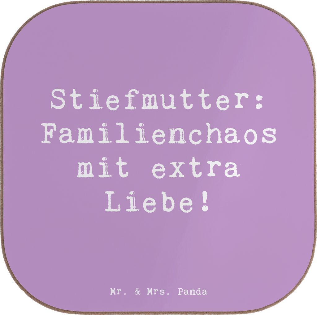 Mr. & Mrs. Panda Tischuntersetzer Spruch Stiefmutter Liebe - Lavendeltraum - Geschenk, Untersetzer Gläser, gläseruntersetzer, Stiefkind, Familie,...