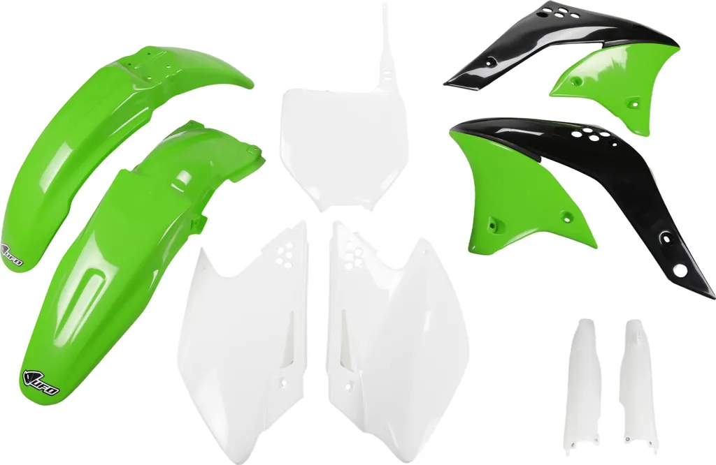 Rénovation Moto : Kit Plastiques Kawasaki Vert Blanc UFO PLAST OEM