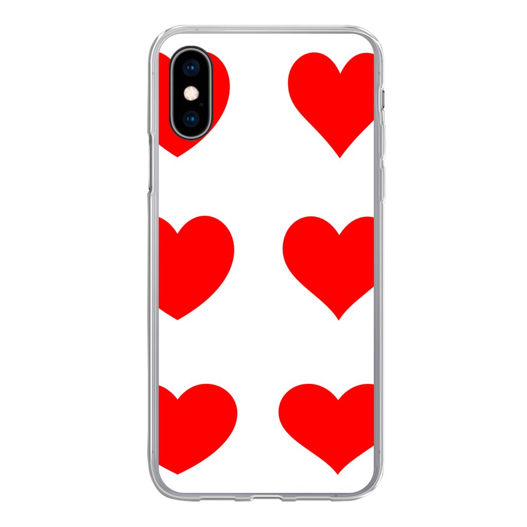 MuchoWow Handyhülle Schutzhülle Hülle für iPhone X Eine Illustration mit neun roten Herzen Silikon Softcase Handy Hülle - Handyhülle
