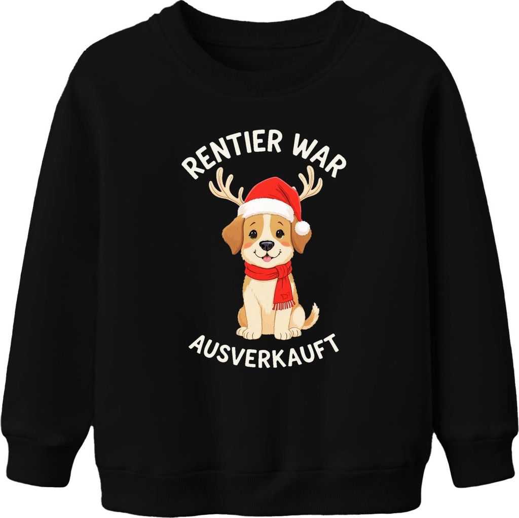 Rentier war t Hundewelpe Weihnachtsgeschenk lustig Uni Kinder Sweatshirt Pullover, Schwarz, 152