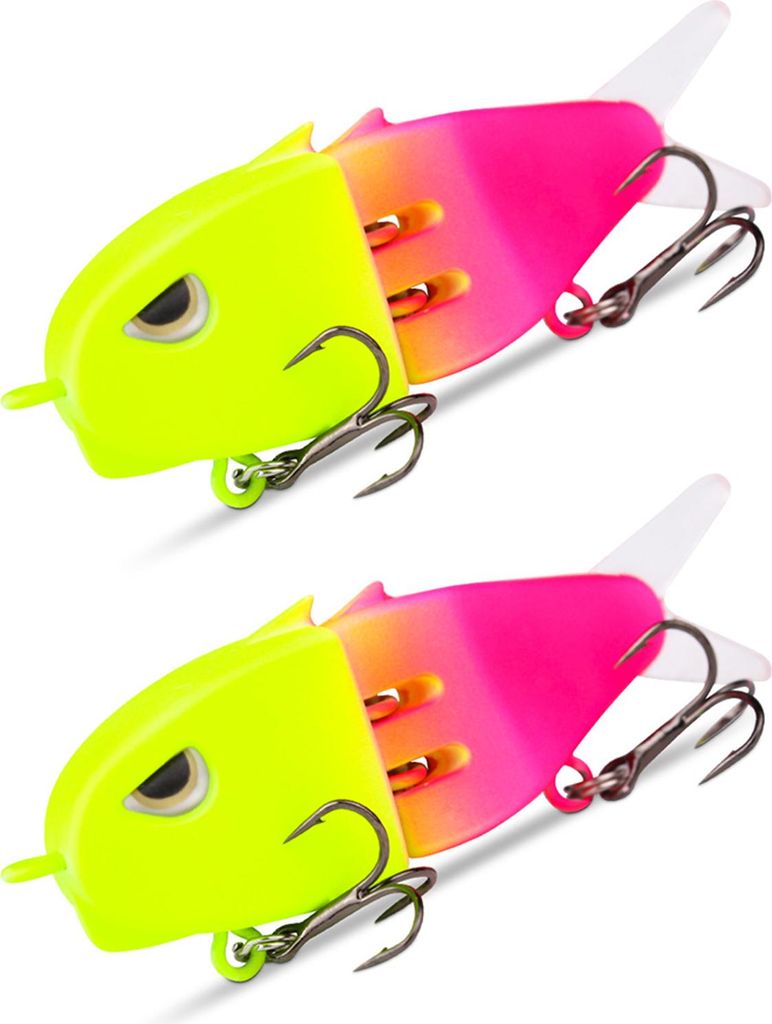 2 Stück 6 cm/6,5 g mehrgliedriger Bleistift-Angelköder mit Doppelhaken, langsam sinkend, 2-teiliger Swimbait, harter Kunstköder, Süßwasser-/Sa...
