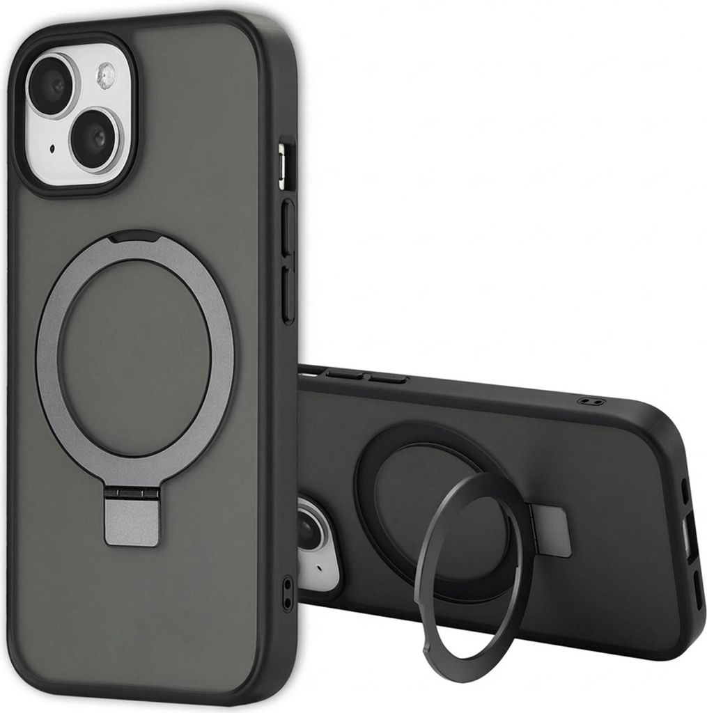 Accezz Ring Stand Backcover mit MagSafe iPhone 15 - Schwarz