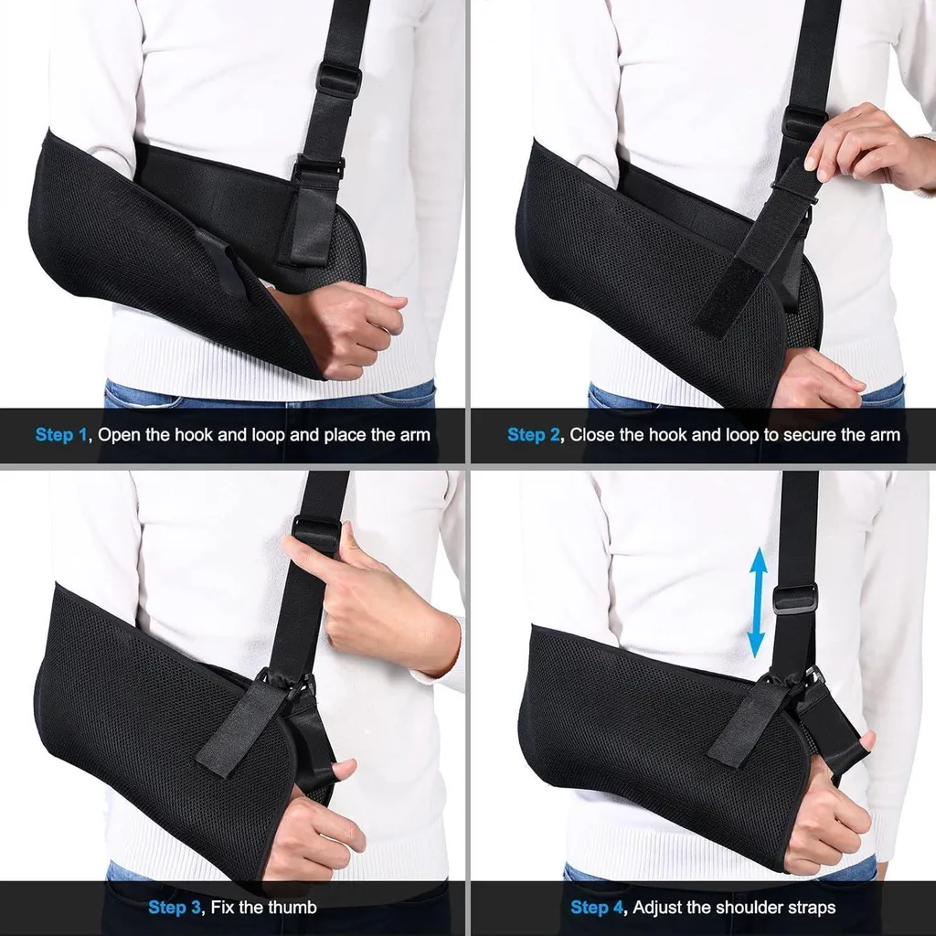 Écharpe de bras réglable médicale pour immobilisation épaule noire - 5