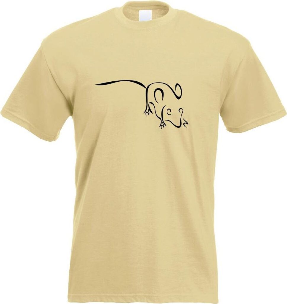 Kiwistar - T-Shirt - Khaki - Maus Motiv Bedruckt Funshirt Design Print - mit Motiv Bedruckt - Funshirt Design - Sport - Freizeit - Herren - XXL