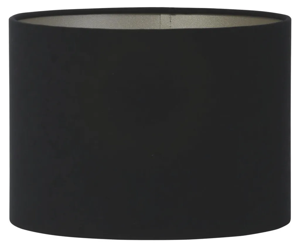 Abat-jour Cylindrique en Velours Noir 25cm - Accessoire Lampe de Table