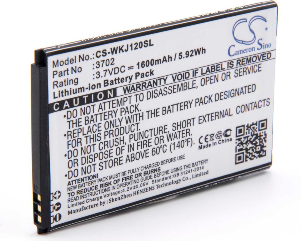 vhbw Akku Ersatz für Wiko 3702 für Handy Smartphone Telefon (1600 mAh, 3,7 V, Li-Ion)