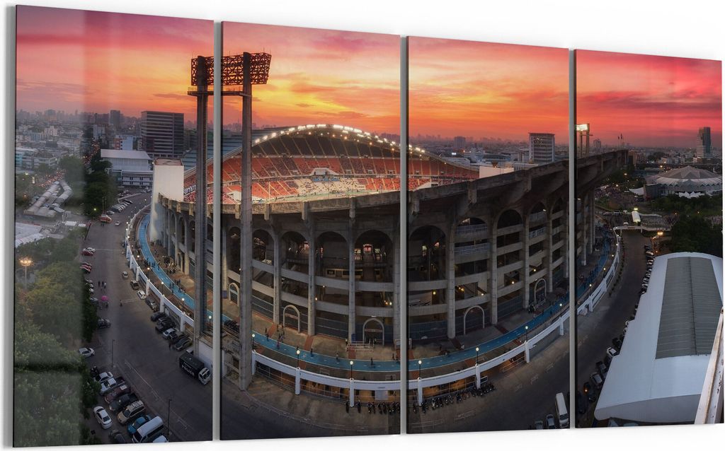 DEQORI Glasbild Echtglas 4x30x60 cm 'Camp Nou, Barcelona' Wandbilder XXL groß