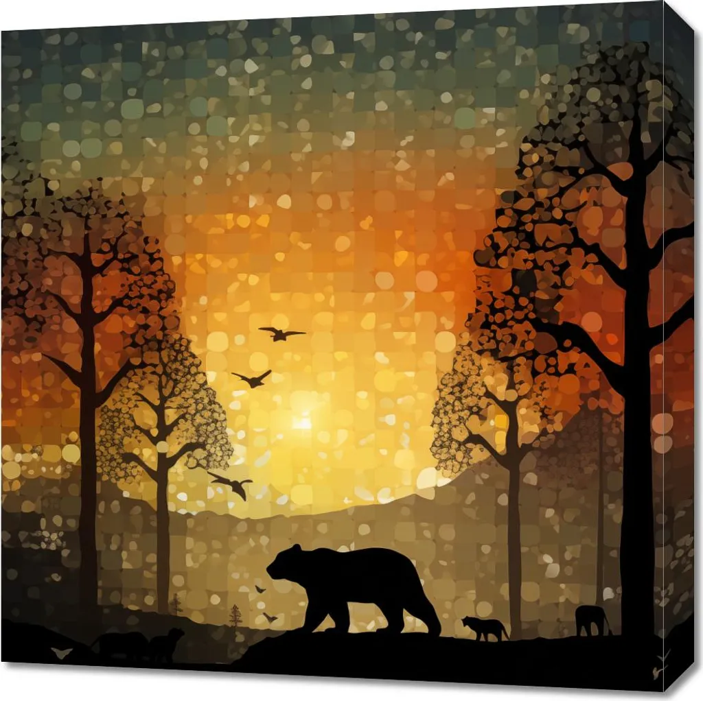 Quadro Moderno Foresta Selvaggia 60x60 | Decorazione Parete Tramonto