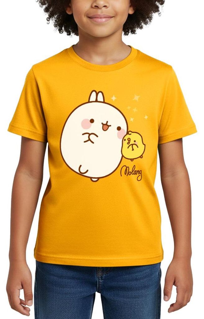 Spreadshirt Molang Piu Piu Sterne Kinder T-Shirt, 110/116 (5-6 Jahre), Gold