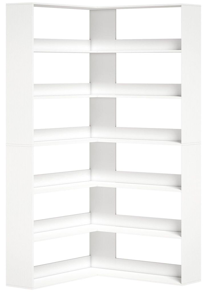 Étagère en forme de L avec 7 niveaux | Couleur : Blanc | Image du produit 