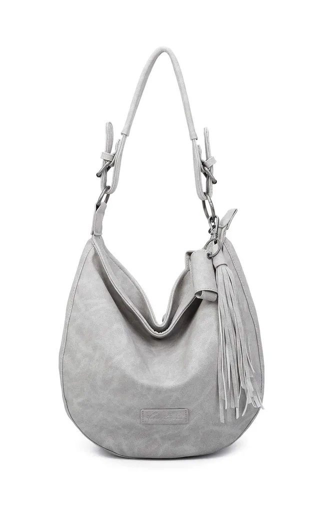 Sac Hobo Jakx Lipstick01 Gris en Cuir Synthétique Souple et Spacieux