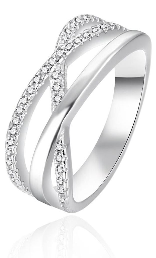 Silberring mit Zirkonen AGT-R09W - Kreislauf: 54 mm