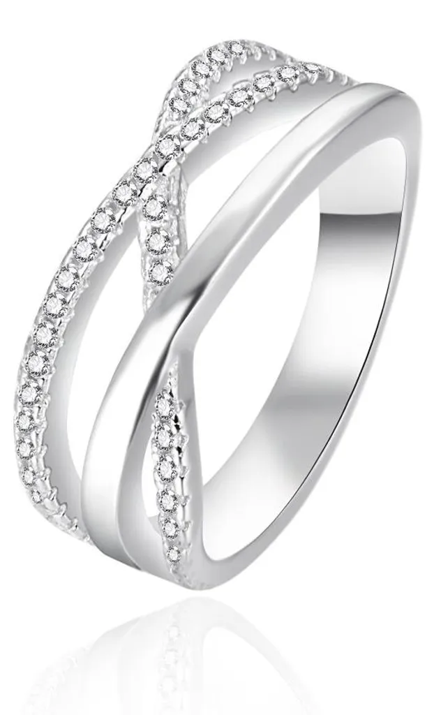 Bague de soirée en argent AGT-R09W avec zircons - Idée cadeau femme 60