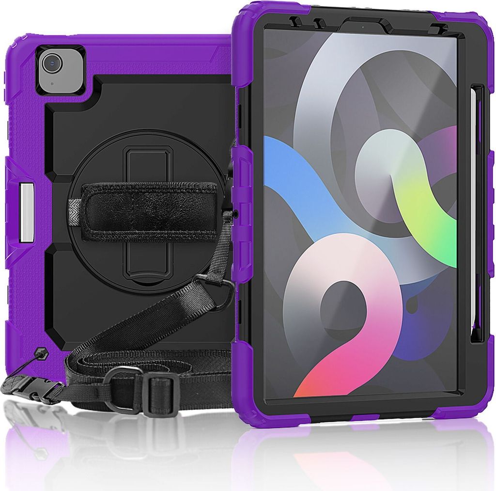 4in1 Cover für Apple iPad Pro 11 2020 Air 4 10.9 2020/2022 Extrem Schutz + Stativ Lila