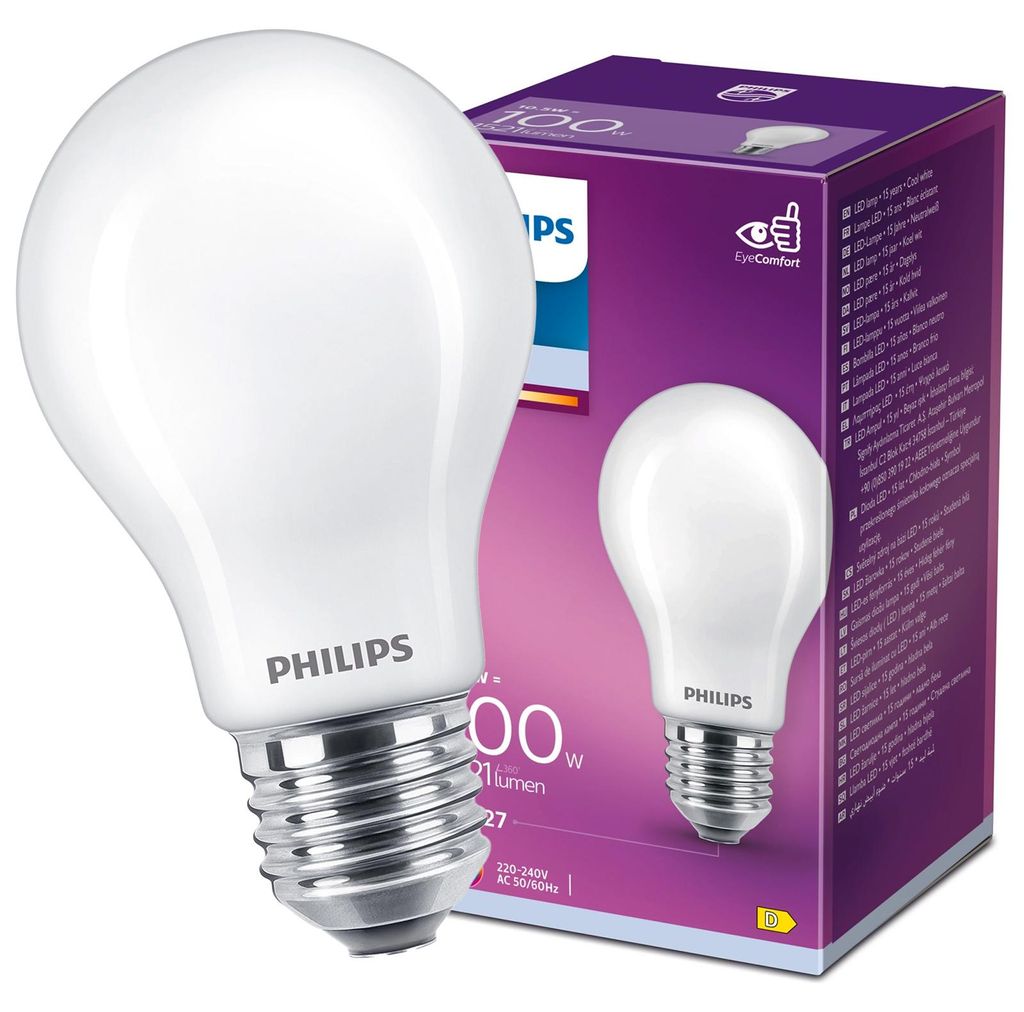 Philips Żarówka żarnikowa matowa 100 W A60 E27, 10,5 W, 100 Zdjęcie produktu 