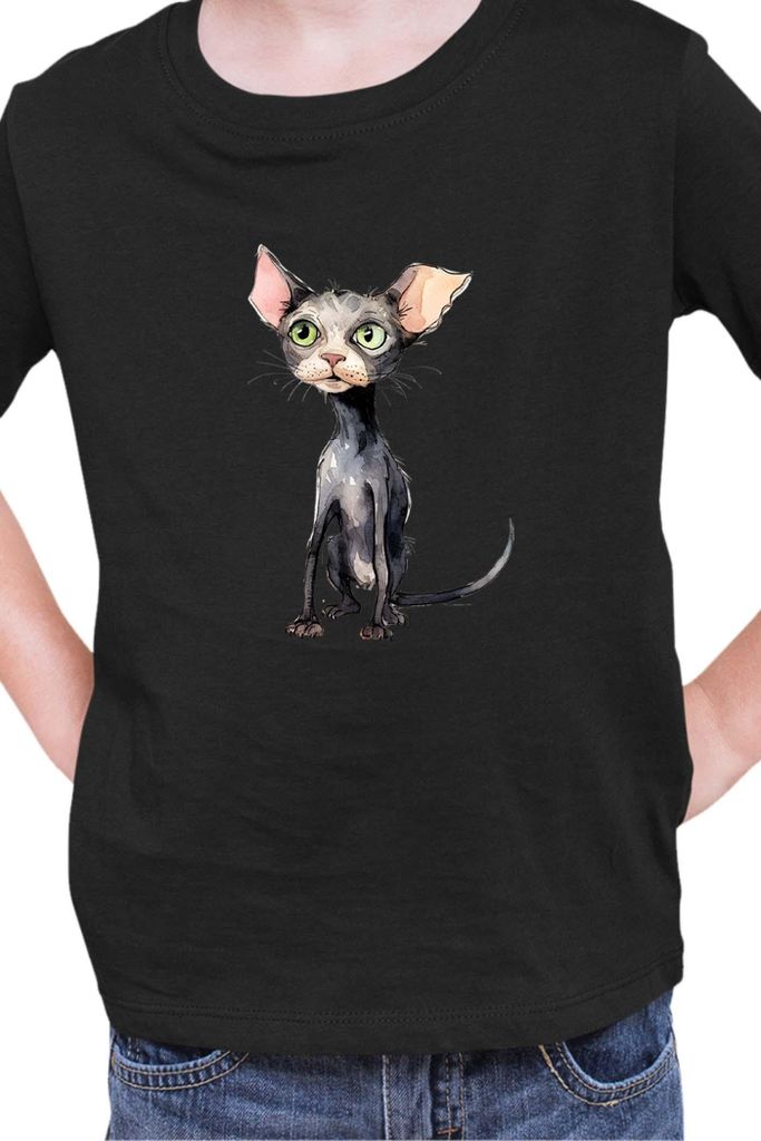 Kinder T-Shirt Funny Cats Breeds Bambino Cat 011, 7-8 Jahr - 128 / Schwarz
