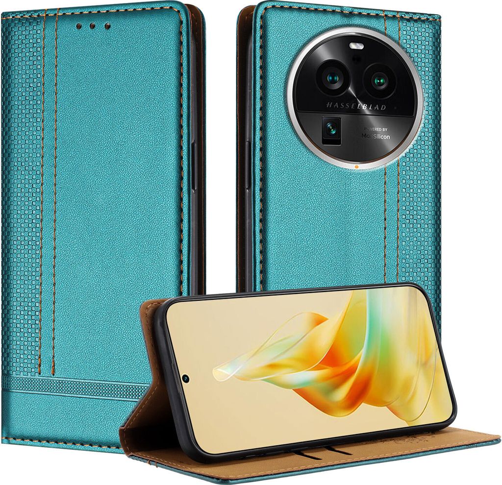 Handyhülle für OPPO Find X6 Pro Leder Flip Klappbare Schutzhülle mit Standfunktion Grün