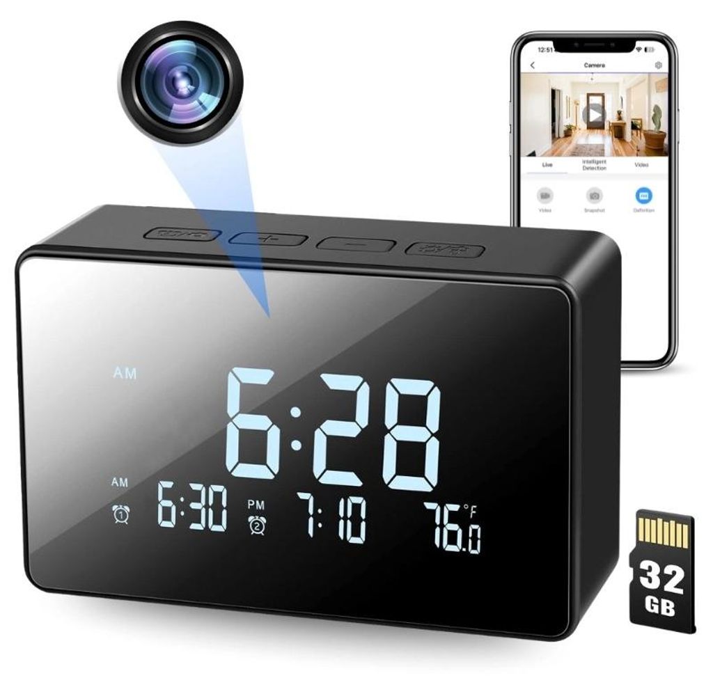 Mini-Kamera Uhr iUni IP61, Wi-Fi, 32 GB, Full HD, Produktbild 