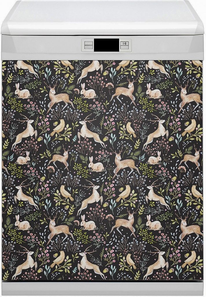 Magnet Folie für Geschirrspüler Küche Magnetmatte 60x80 cm Nachbildung Geschirrspüle - Tiere Wald