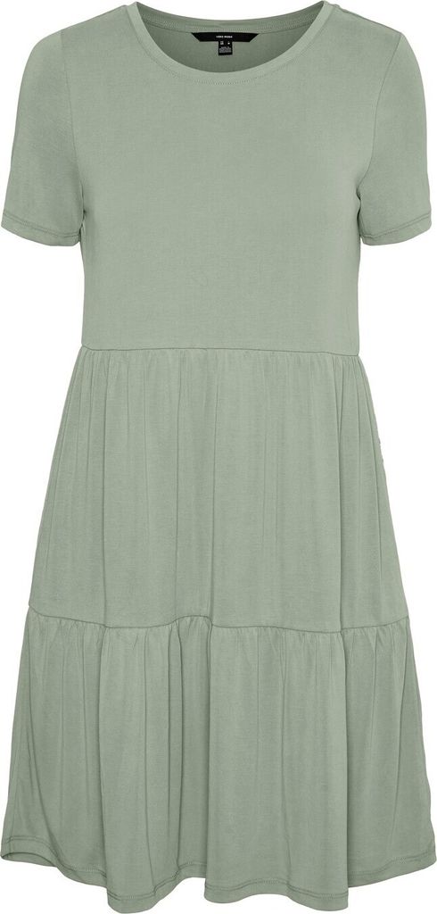 VERO MODA Kurzes Blusenkleid Lockeres Kurzarm Tunika Mini Dress VMFILLI Größe: XS