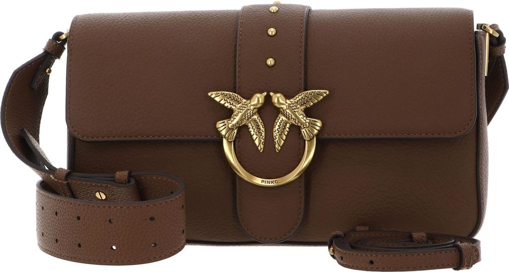 PINKO Umhängetasche Love One Classic Slouchy FL Marrone - Leone - Antique Gold braun