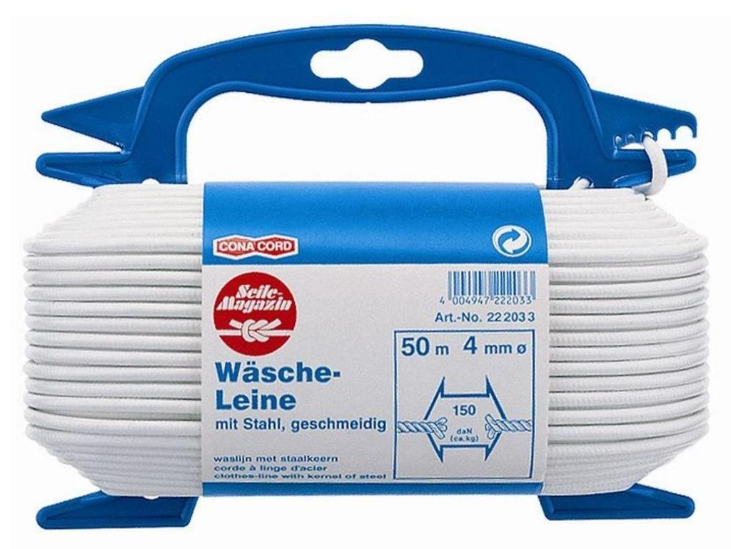 SINJEUN Wäscheleine 50 M – 2er Pack Mit Stahlkern, 3 Mm Stark, Inkl. Haken Für Garten & Camping