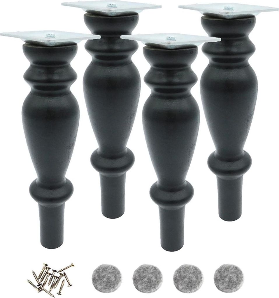 Dřevěná noha k nábytku, soustružená, 20 cm, sada, upevnění, Obrázek produktu 