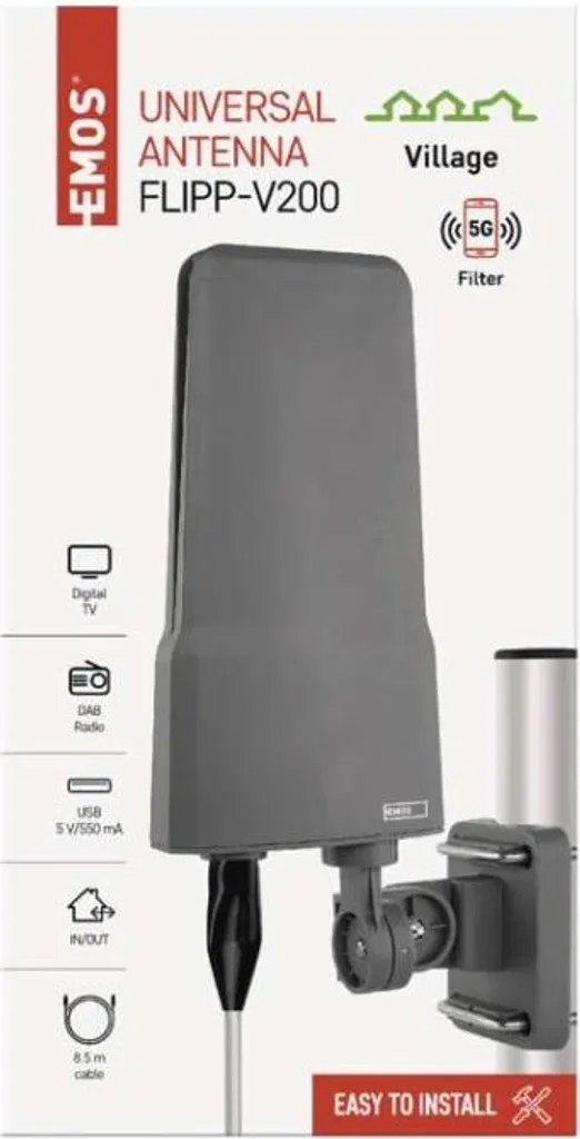 Antenne TV pour Zone Difficile EMOS Village FLIPP-V200 J0804 DVB-T2 5G - 15
