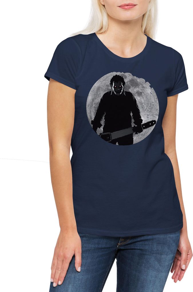 Urban Backwoods Chainsaw Moon, Damen T-Shirt, Farbe: Navy, Größe: 3XL