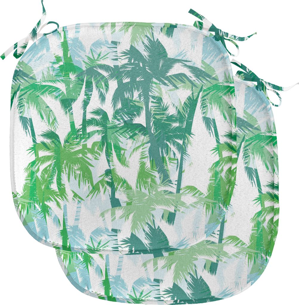 ABAKUHAUS Palmblatt Polster für Esszimmerstühle, Exotische Fantasie Jungle, Dekoratives wasserfestes Kissen mit Riemen für Küchensitze, 40 cm x...
