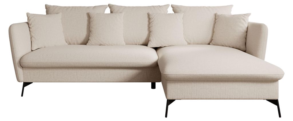 Masseno Ecksofa FERRO mit Schlaffunktion L-Form, Sofa mit Bettkasten, Wohnzimmersofa, Couch, Soffa, Bettsofa, Couchgarnitur- Creme, MOLLY 02