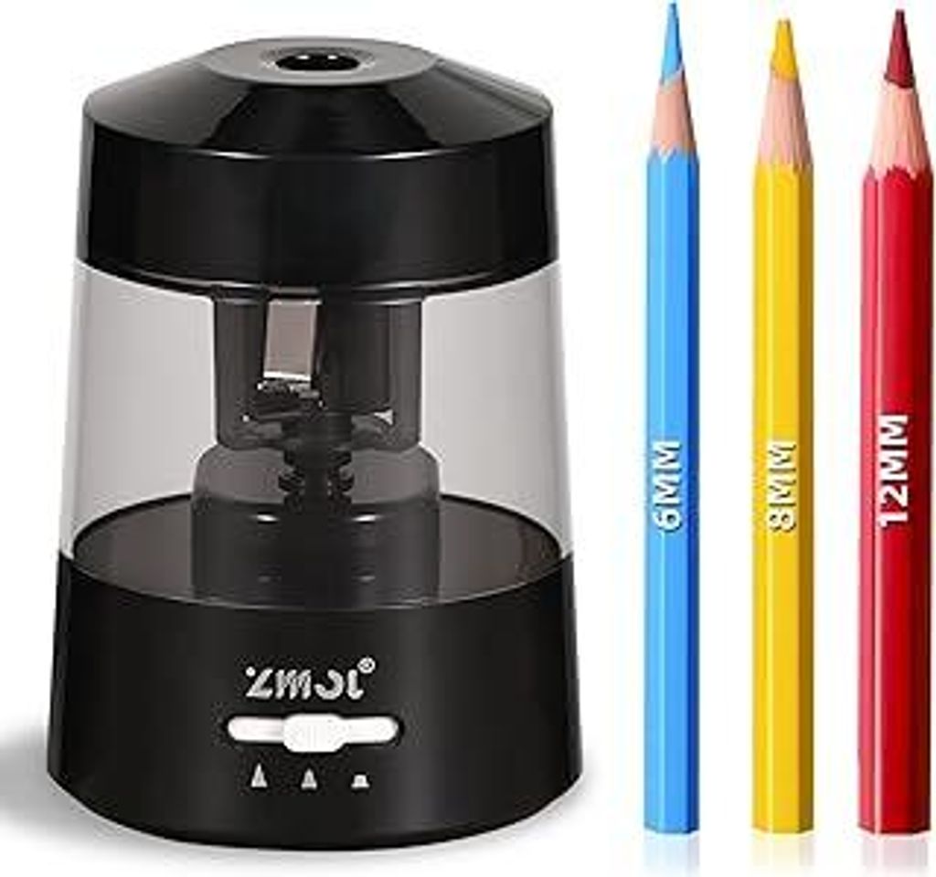 ZMOL Elektrischer Anspitzer,Pencil sharpener Bleistiftspitzer für No.2/Buntstifte (6-12 mm), Batteriebetrieben?Spitzer Elektrisch in für Klassenz...