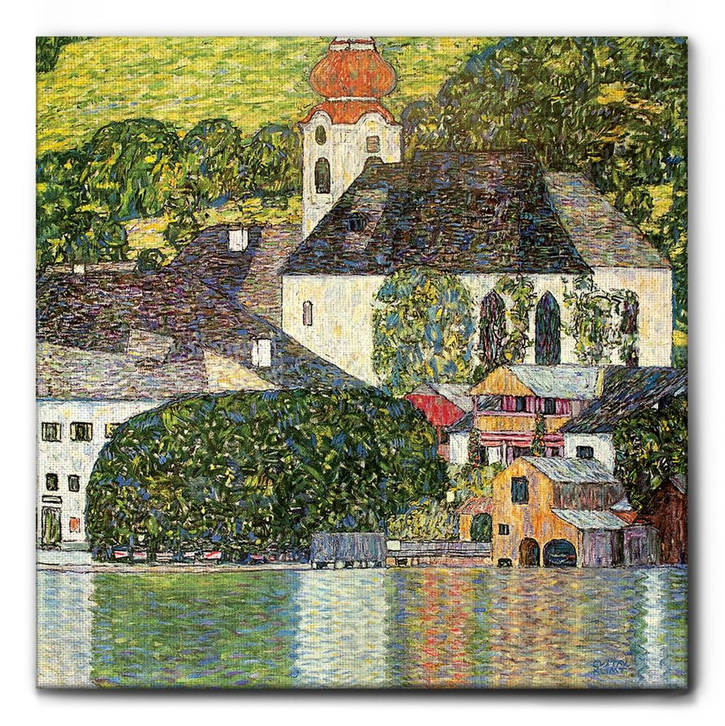 Giallobus - Unterach Kirche - Gustav Klimt - 100L x 100B cm - Bild - Leinwand mit Standardrahmen