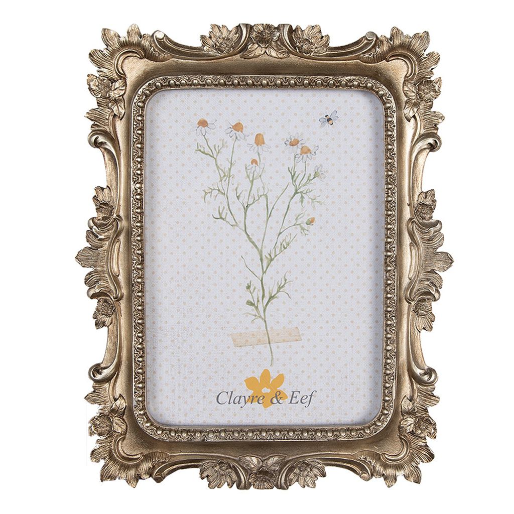 Clayre & Eef Bilderrahmen 10x15 cm Goldfarbig Kunststoff Produktbild 