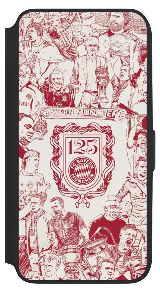 NIVOCASE Klapphülle für Samsung Galaxy A16 5G Handyhülle aus Kunst Leder NIVOflip schwarz FC Bayern München Offizielles Lizenzprodukt FCB 125 J...