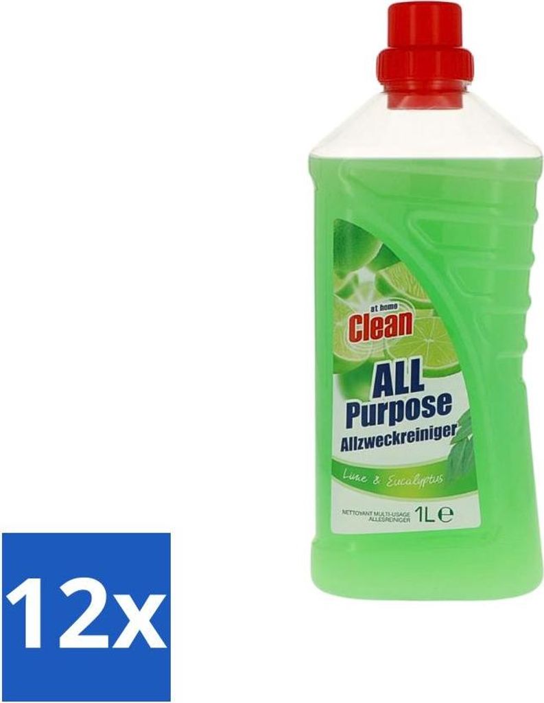 At Home - Clean - Allzweckreiniger - Limette & Eukalyptus - 1 L - Vorteilspack - 12 Stücke