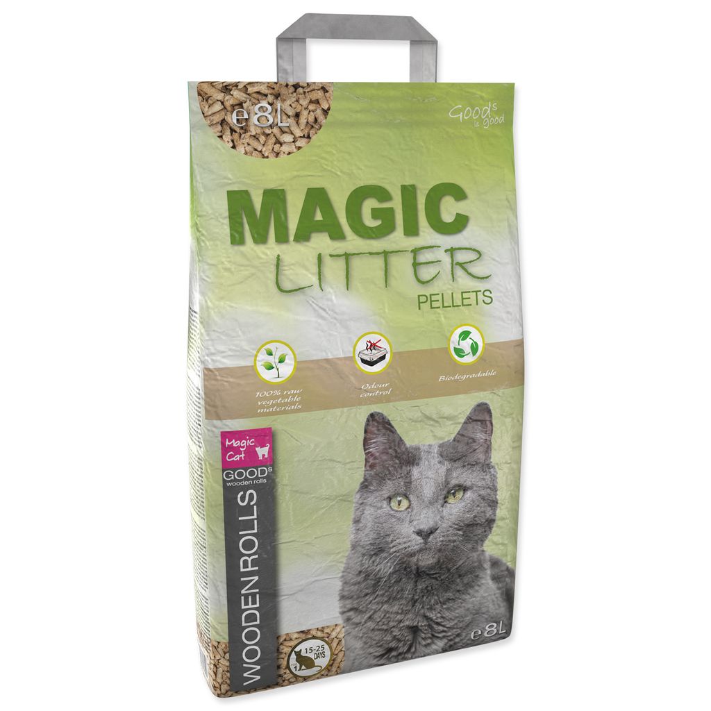 Einstreu aus natürlichen Holzpellets für Katzen und Kleintiere, 8 l