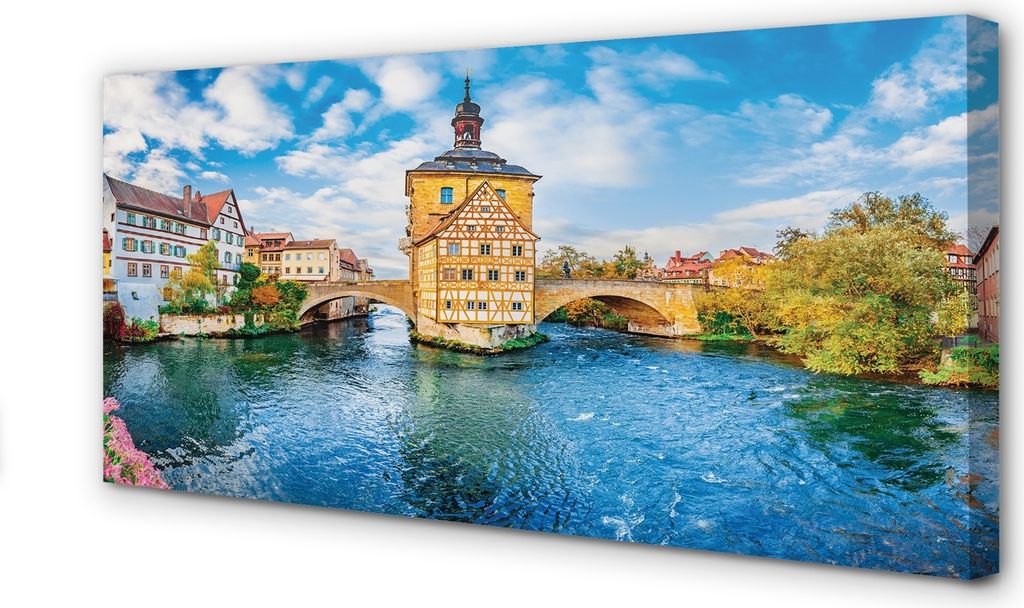 Leinwandbild 140x70 Wandkunst Deutschland Altstadt Flussbrücken